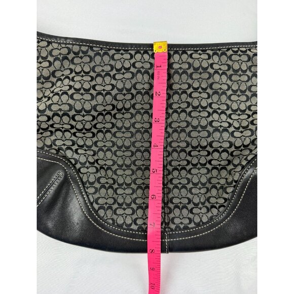 Coach Signature Hobo Shoulder bag Purse Black Leather Trimmed 6026 Authentic - Picture 3 of 7